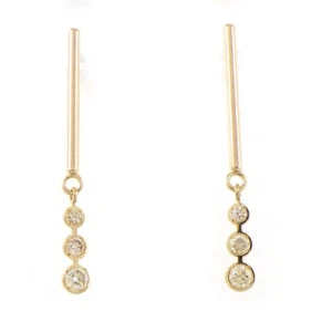 Fine Jewelry Pierced Earrings Bar Swing Drop Diamond  417(10K) Yellow Gold - Picture 1 of 5