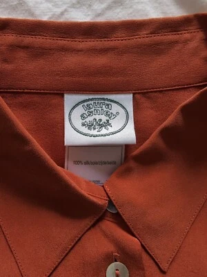 Camisa De Colección Laura Ashley 100% Seda Mujer Manga Larga Naranja Talla US 10/EUR 40/UK14 Foto 1 de 4
