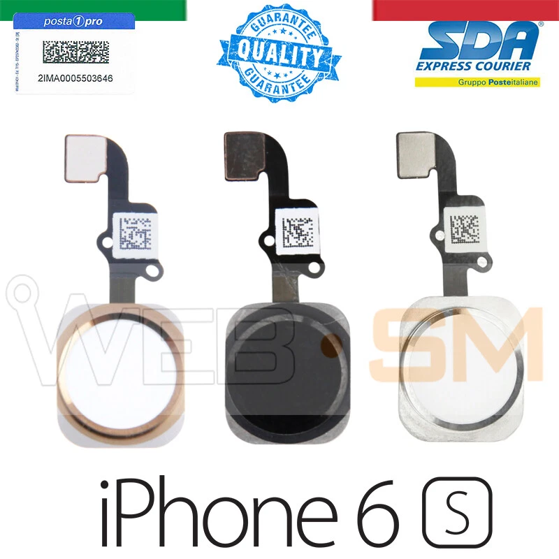 FLAT FLEX TASTO HOME IPHONE 6S TOUCH ID BUTTON COMPLETO NERO BIANCO SILVER GOLD - Immagine 1 di 1