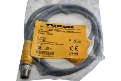 NEW Turck WKS 4.4T-1-RSS 4.4T U2485-52 M12 eurofast Cordset Right Angle, Female  - Image 1 of 3