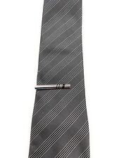 Tie Clip Silver Shelby Racing Stripes Silver Platting Black Enamel Tie Bar