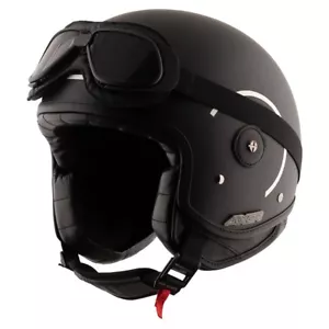 Helmet full face motorcycle Axor Retro Open Face Alberto Coal Dull Black Silver - Bild 1 von 6