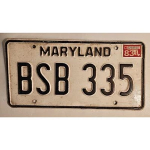 Collectable real metal license plate 1983 Maryland "BSB 335" - Picture 1 of 2