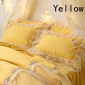 Princess Pillowcases Embroidered Lace Ruffle Pillow Cover Home Decor Cute 1 Pair - Picture 1 of 19