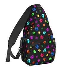 Crossbody Backpack For Men Women Sling Bag One Size Colorful Dog Cat Paw Print