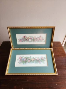 2er Set Mary Bertrand Litho limitierte Drucke floral gerahmt Wandkunst Galerie - Bild 1 von 15