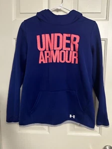 Under Armour Cold Gear Sweater Hoodie Blue Girls Youth XL Hooded Sweatshirt - Picture 1 of 3