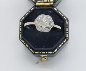 Enchanting Antique Diamond Star Cluster Ring 10k White Gold Size 8.5 - Picture 1 of 9