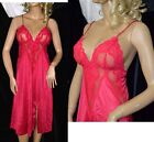 Vtg Flair Red Satin Nylon Spandex Negligee Nightgown M