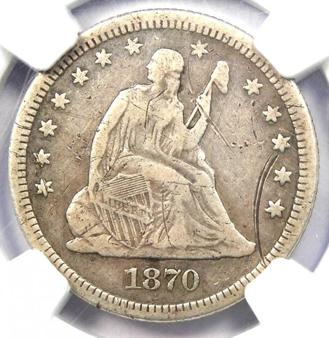 1870-CC Seated Liberty Quarter 25C - NGC VF Details - RARE Key Carson City Date! Cover