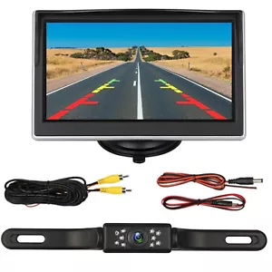License Plate Rear View Waterproof Reverse Backup Camera with 5" Car LCD Monitor - Picture 1 of 12