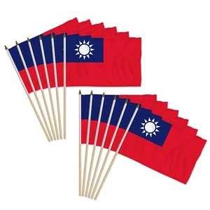 12pc Pack of Taiwan 12x18in Handheld Country Stick Flags - Picture 1 of 2