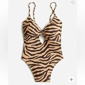 NWT J.Crew Front Twist one-piece in zebra stripe - Picture 1 of 9