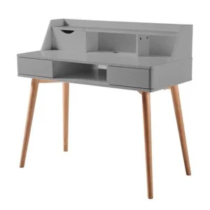 Teamson Home Stylish Writing Desk Light Gray 2-Drawer Solid Wood Tapered Legs - Picture 1 of 10