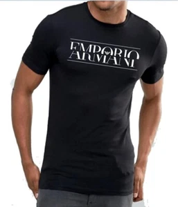 Emporio Armani Black Men's T-Shirt Stretch cotton, Size M*L*XL*XXL - Picture 1 of 4