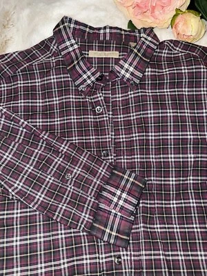 Burberry London Men’s Medium Long Sleeve Button Up Dress Shirt Purple Plaid NWOT - Image 1 of 4
