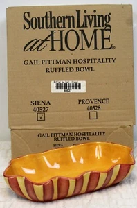 Southern Living Gail Pittman Hospitality Ruffled Bowl Siena Red Gold Serving - Picture 1 of 7