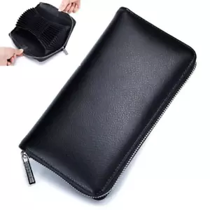 Unisex Anti-Credit Card Fraud Multi-compartment Genuine Leather Wallet 36 Slots - Picture 1 of 9