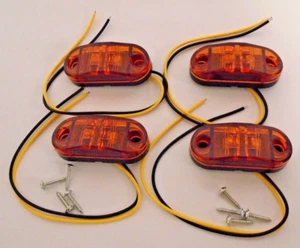 Lot of 4 LED SIDE MARKER LAMP AMBER TRAILER TRUCK CARAVAN 12 & 24 VOLT FREE SHIP - Picture 1 of 2