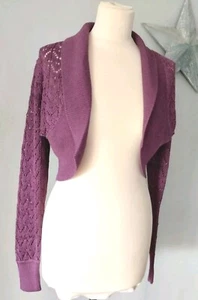 Purple fancy knit long sleeve cropped Bolero cardigan SOUTH size 12 BNWT - Picture 1 of 4