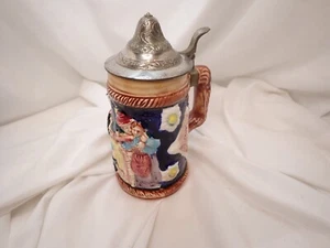 German Beer Stein Froh Beim Bier Das Lieben Pewter Lid Made In Japan Home Decor - Picture 1 of 9