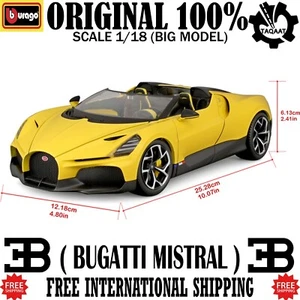 Bburago Bugatti Mistral 1:18 yellow car model Diecast Alloy Luxury Collection. - Picture 1 of 12