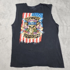 Guns n Roses Men Shirt Black Large Cutout Skull USA Flag Rock Music Band Bravado - Picture 1 of 9