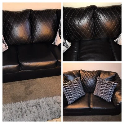 Ashley Juego de Muebles de Salón-Sofá y Sofá-Loveseat, Negro, Cuero Foto 1 de 4