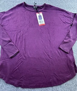 Buffalo David Bitton Sweater Womens Medium Burgundy Round Neck Long Sleeve NEW - Picture 1 of 14