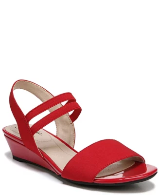 Lifestride Womens Size 9W Wide Width Yolo Ankle Strap Wedge Sandals in Red $70 - Image 1 of 4