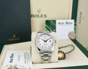 ROLEX White Gold & SS DateJust Silver Jubilee Diamond w/ Card 116244 SANT BLANC - Picture 1 of 6