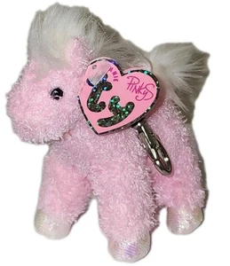 Ty Pinkys FRILLY the Pink Horse (Metal Key Clip) Beanie Baby 4" MWMT Stuffed Toy - Picture 1 of 10