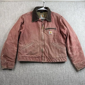 Vintage Detroit Carhartt Jacket Womens Size Small Salmon Pink Distressed  - Picture 1 of 12