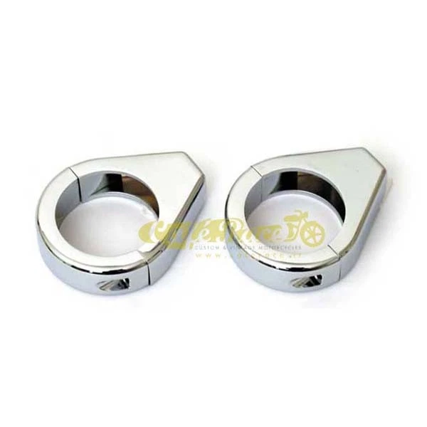 Paar Halterungen Blinker für Gabeln Von 41mm Stahl Verchromt - Bild 1 von 1