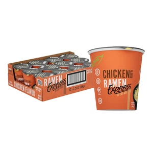 RAMEN EXPRESS Chicken Flavor Ramen Cup Noodle, 2.25 Ounce (Pack of 12) - Picture 1 of 8