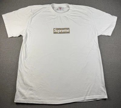 Supreme Burberry Box Logo Tee White Large T-shirt Short Sleeves L - Image 1 of 4