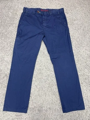 Pantalones chinos Robert Graham a medida azul algodón para hombre talla 34 botón mosca Foto 1 de 4