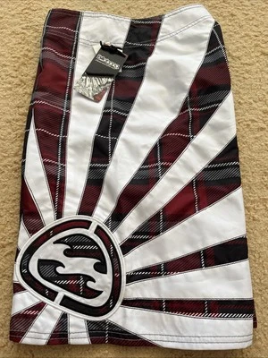 NUEVO CON ETIQUETAS BILLABONG ANDY IRONS SOL NACIENTE TALLA 33 TABLA A CUADROS PANTALONES CORTOS DE SURF FIRMA Foto 1 de 4