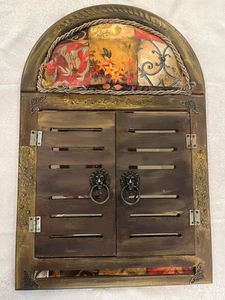 Handmade Decorative Window Mirror Wall Art Unique Rustic Home Décor with Fabric - Picture 1 of 3