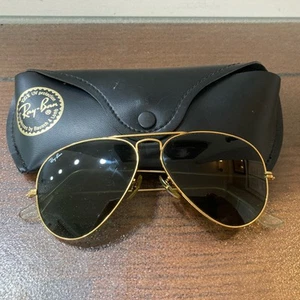 Vintage Ray-Ban Bausch Lomb B&L USA Aviator Gold Frame Sunglasses Green Glass - Picture 1 of 5