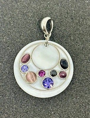 Lia Sophia “Pizzazz” Mother of Pearl/Multi-color Cut Crystals Pendant Slide - Image 1 of 4
