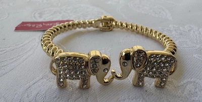Brazalete con bisagras Lilly Pulitzer elefante tono dorado estrás nuevo con etiquetas Foto 1 de 4
