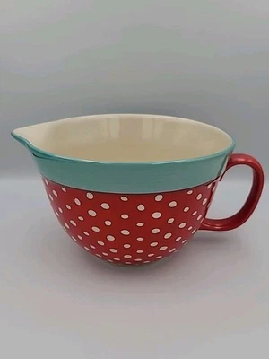 Pioneer Woman 2,83 cuartos de galón mercado de pulgas bateador turquesa rojo blanco lunares  Foto 1 de 4