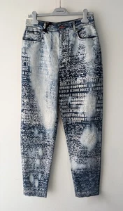 Dolce & Gabbana Blue Denim Jeans, Metallic Graphic Graffiti Size 44 UK 12 €850 - Picture 1 of 7