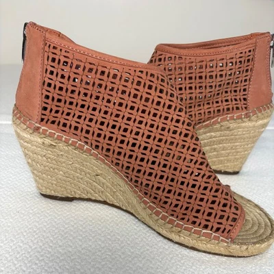 Vince Camuto Espadrille Wedge Womens 9 M Pink Lereena Open Toe Zip Leather - Image 1 of 4