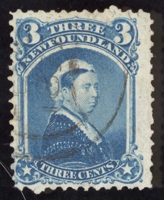 Terranova 34 Usado Azul 3 Céntimos 1873 Queen Victoria Lote Z493 sellos bhmstamps Foto 1 de 2