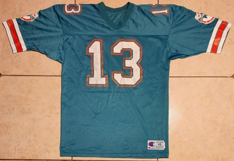 Vintage Champion Football Jersey Miami Dolphins Dan Marino #13 Size 48 Cover