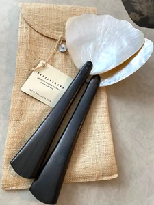 Servidores de ensaladas vintage Pottery Barn MOP Seashell nuevos con etiquetas - Imagen 1 de 6