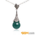 Natural Jade Gemstones Charms Pendant Necklace Tibetan Silver Jewelry Women Gift