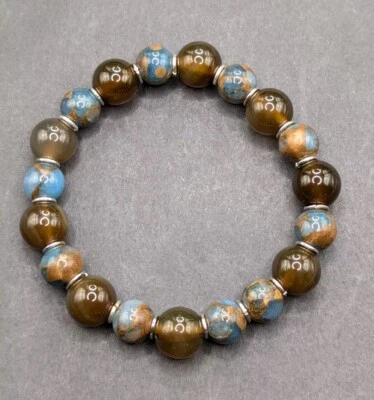 Elegante pulsera elástica con cuentas de ágata Cloisonne (18 cm) para mujer  Foto 1 de 4